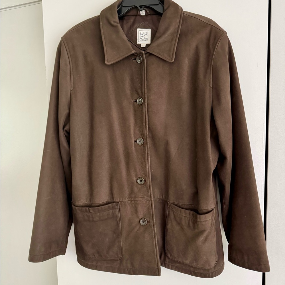 Marshall Fields brown leather coat
